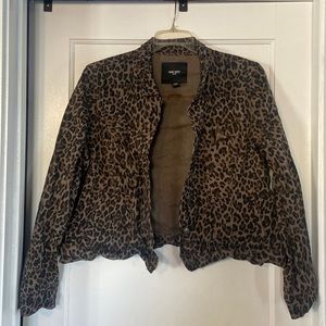 Women’s Nine West Jean Jacket Crop Pixie Cut Cheetah Leopard Stretchy XXL 2X